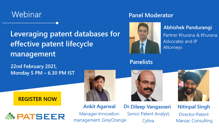 Webinar on leveraging patent databases for effective patent lifecycle management.