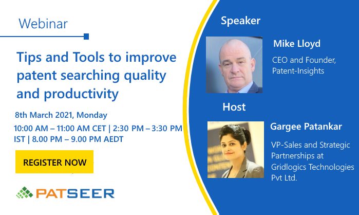 Webinar on Tips and Tools to improve patent searching quality and productivity