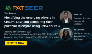Webinar on Identifying the emerging players in  CRISPR-Cas9  and comparing their portfolio strengths using PatSeer Pro X