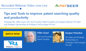 [Recorded Webinar Video now Live] – Tips and Tools to improve patent searching quality and productivity